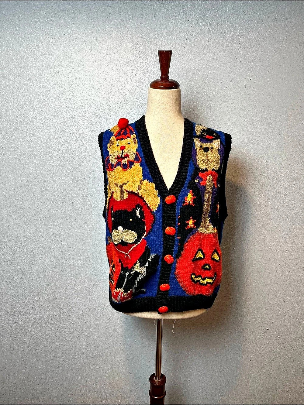 Belle Pointe Halloween Vest in Blue & Black Size Large